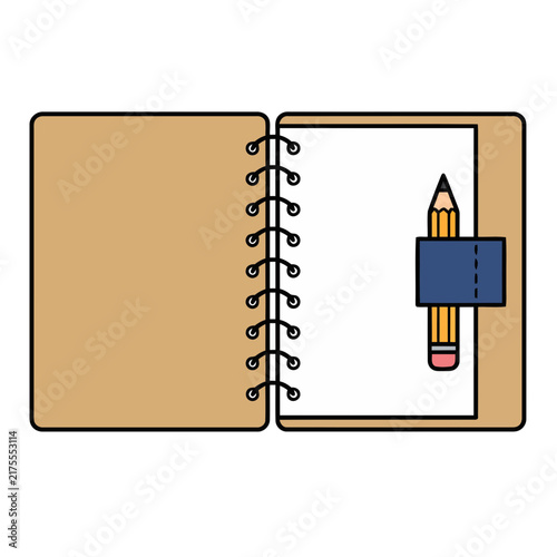 Open notebook with pencil