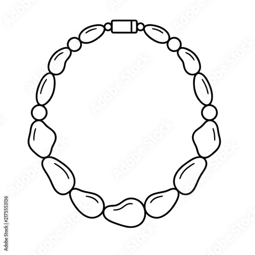 Outline of a beaded necklace with a clasp