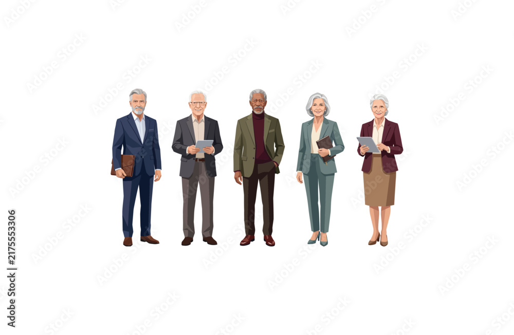 Obraz premium Diverse Senior Business Professionals Vector Illustration Group