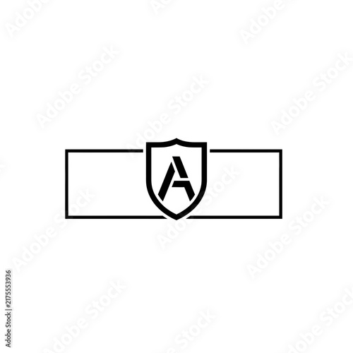 Shield with letter A logo, isolated on white