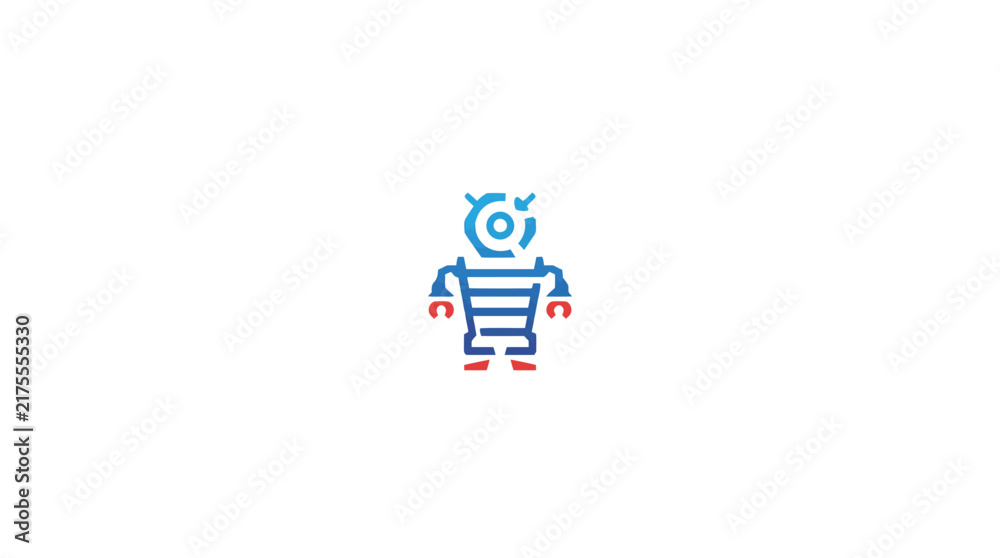 Obraz premium Blue and red robot mascot icon design.