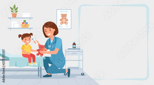 Pediatrician Examining a Young Patient in a Clinic with Medical Equipment
