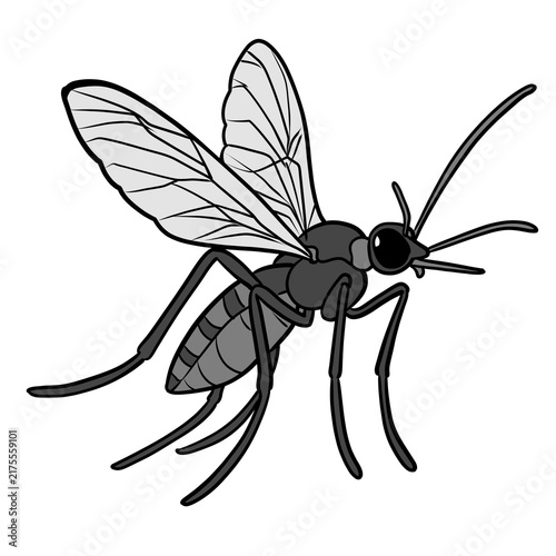Cute cartoon flying mosquito insect illustration isolated on transparent background