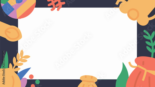 Rice harvest and agriculture vector illustration set with paddy field, grain, and bowl