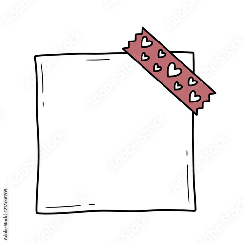 Square note with heart patterned tape