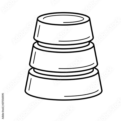 Stack of three cylindrical objects