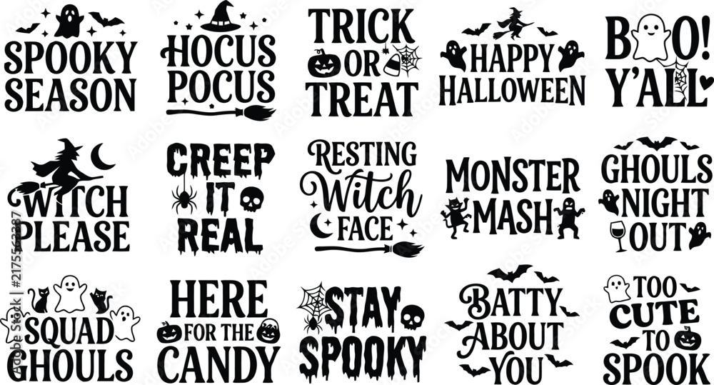 Obraz premium Halloween quotes collection featuring spooky typography and fun seasonal graphics