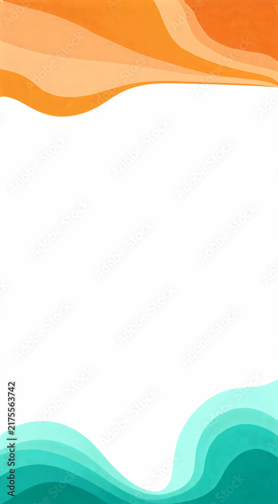 Obraz premium Abstract waves in orange, white, and teal, resembling a stylized flag or backdrop
