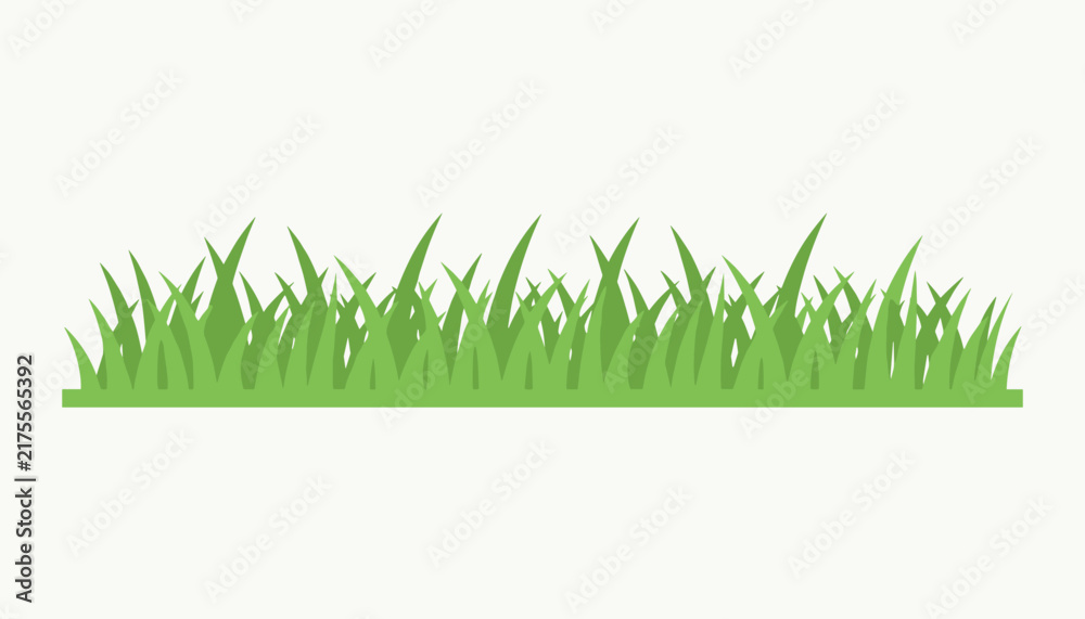 Fototapeta premium Row of fresh green grass isolated on an off-white background perfect for garden and nature designs.