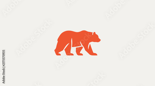 Orange grizzly bear silhouette standing icon.