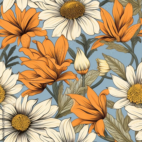 Flower Seamless Pattern, Floral Seamless Pattern, Botanical Flower Background, Floral Digital Paper, Decorative Flower Pattern, Botanical Design