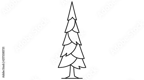 Tall evergreen tree outline illustration, simple graphic element, isolated on white background, scalable vector art