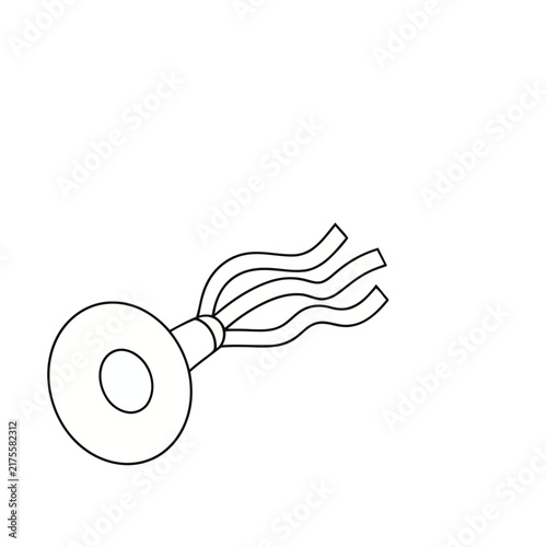 Stylized illustration of a trumpet with wavy lines