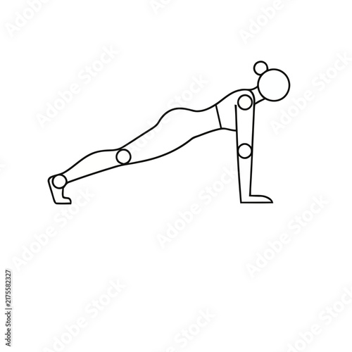 Woman in plank position line art