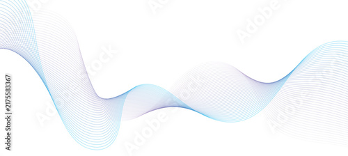 Abstract Blue and Purple Smooth Wave Lines Vector, Minimalist Modern Dynamic Curved Smoke Line Flow for Business Banner, Technology Presentation, and Corporate Graphic Design