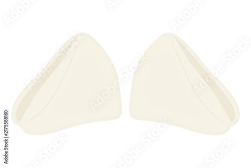 Un par de almohadillas de relleno de sujetador de color beige claro, diseñadas con una forma triangular suave y ergonómica, ideales como accesorios de lencería para mejorar la silueta y brindar