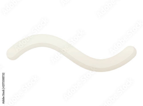 Un símbolo de tilde o línea ondulada de color blanco suave, diseñado con un estilo minimalista y limpio sobre un fondo blanco puro, ideal para elementos gráficos, iconos de interfaz o diseño web.