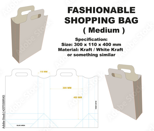 Eco Friendly Recyclable Paper Shopping Bag Template
