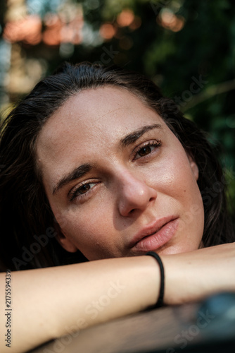 Photography Young woman relaxing outdoors with natural beauty portrait