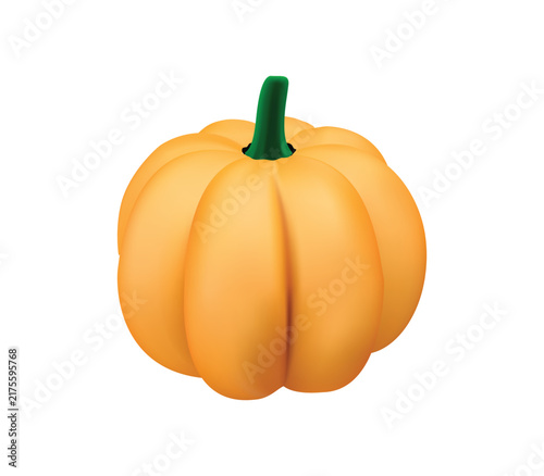 3D Pumpkin Icon, Orange Autumn Pumpkin Vector illustration