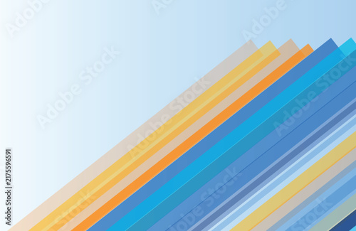 Abstract background with overlapping diagonal strips in professional blue and warm yellow tones.