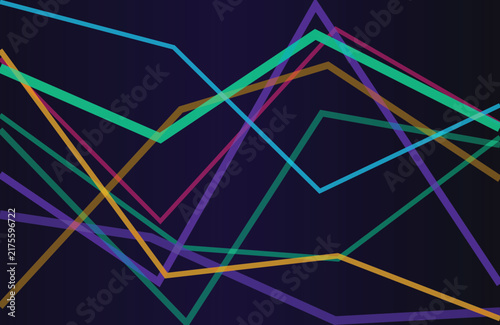 Abstract geometric line art with vibrant overlapping strokes on dark background suitable for modern presentation backdrops.