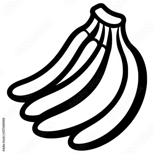 Bunch of Bananas with Curved Stems Black and White Vector Silhouette Icon