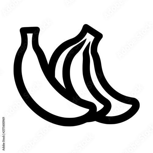 Bunch of Bananas with Curved Stems Black and White Vector Silhouette Icon