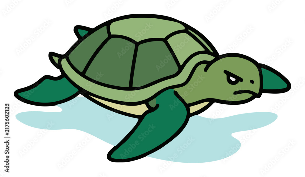 Obraz premium Green sea turtle isometric view isolated on white ba.... Generative AI