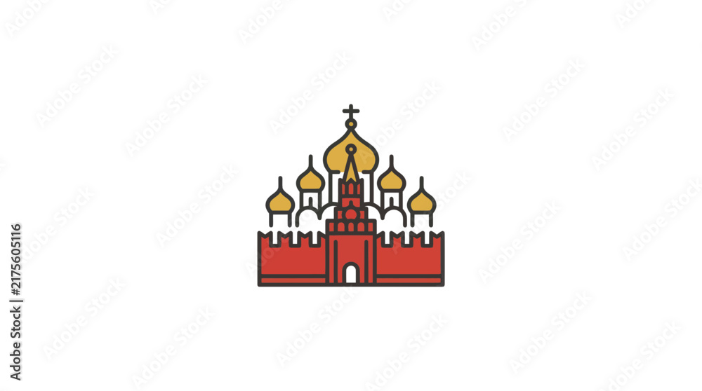 Naklejka premium Saint Basil's Cathedral flat icon illustration.