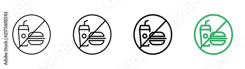 Cuadro en lienzo No fast food ban prohibition restriction sign linear icon collection design