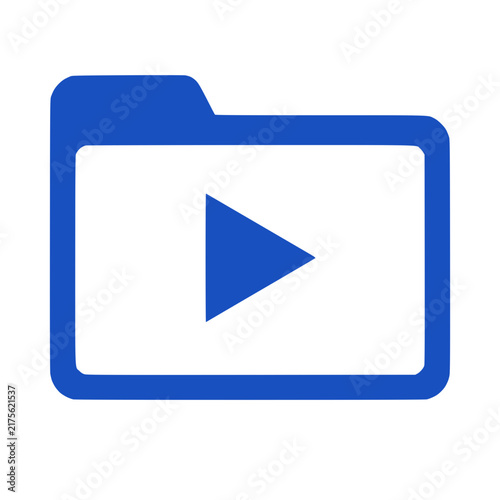Blue Folder Icon with Play Button