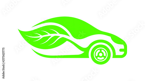 Green Eco Sports Car. Sustainable Electric Vehicle Speed Concept. Clean Transportation Symbol. Sleek Modern Vector Illustration