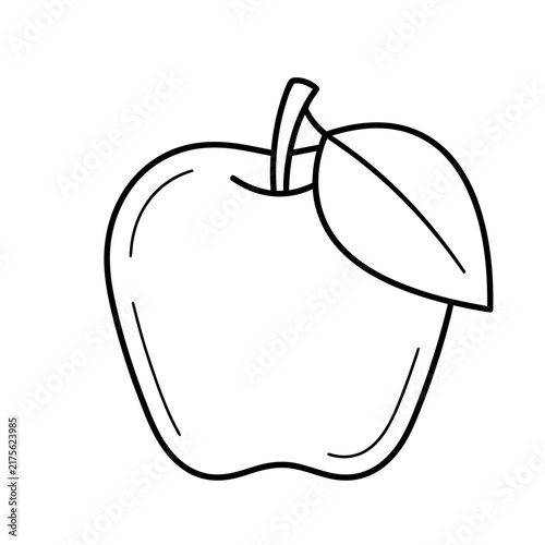 Outline of an apple with a leaf