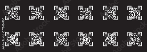 QR code icon, fake QR code reader symbol, minimal style template for app, website, sticker, mockup. Modern QR Code Scan Icons Vector Pack for App Interface and Web Design. EPS 10.