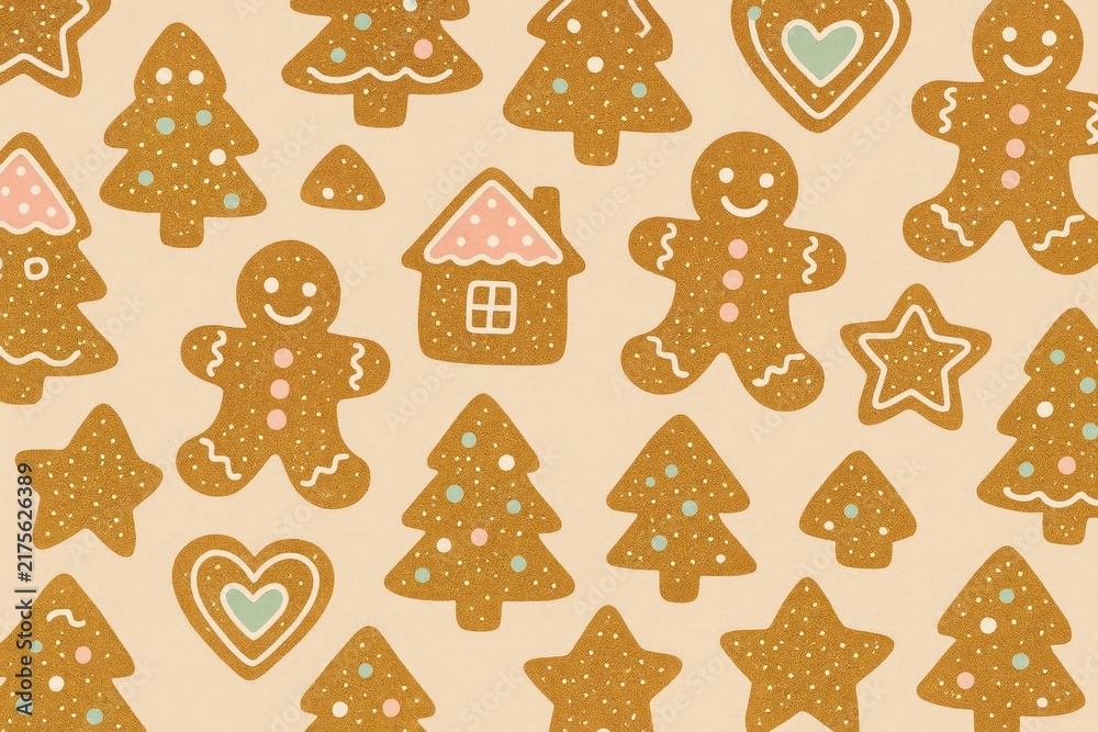 Fototapeta premium Festive gingerbread cookie pattern