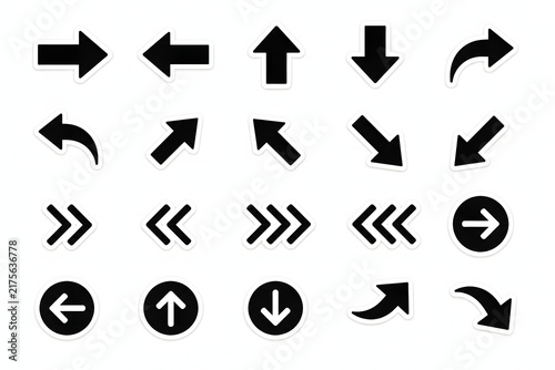 Black arrow icon set pointing in all directions
