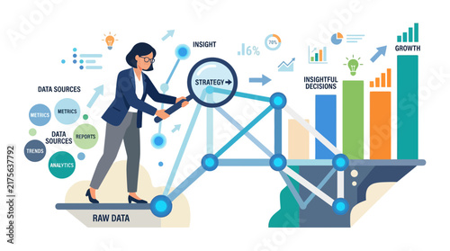 Professional woman mapping complex data nodes and connections.