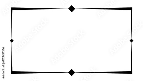 Obraz na płótnie Simple black rectangular border line frame template with diamond accent for deco
