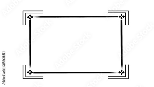 Obraz na płótnie A black line rectangular border frame template with geometric corner accents for