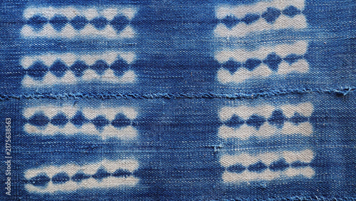 indigo African mud cloth (bogolan) from Mali	 -closeup

