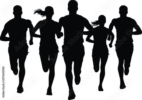 Konstfotografi running silhouette vector illustration men and women jogging marathon fitness at