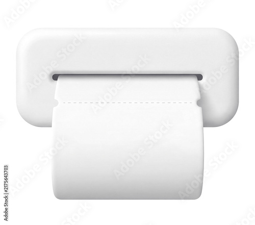 Obraz na plátně Cute three dimensional rendered receipt dispenser with blank paper receipt emerg