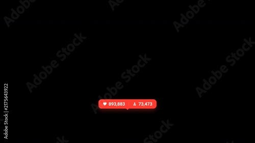 Animated Heart and Subscriber Growth Counter Rapidly Ticking Upward on Dark Background for Video Overlay