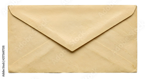 Fotografie Vintage closed parchment paper mail envelope back view mockup