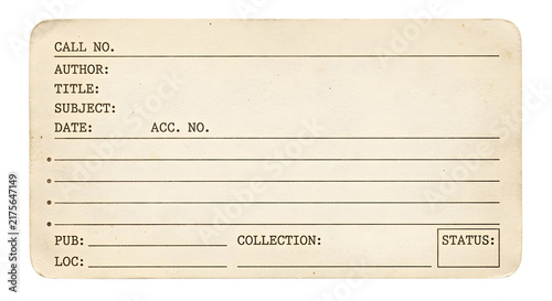 Obraz na płótnie Vintage blank library catalog index card with form fields