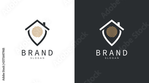 Modern abstract home and pin location logo design template