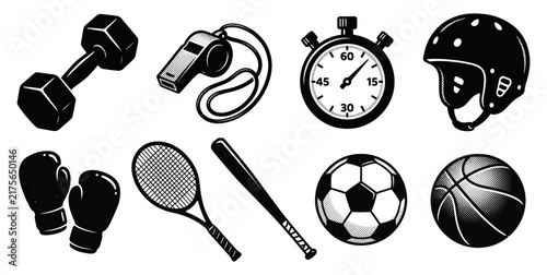 Sports equipment icon set
