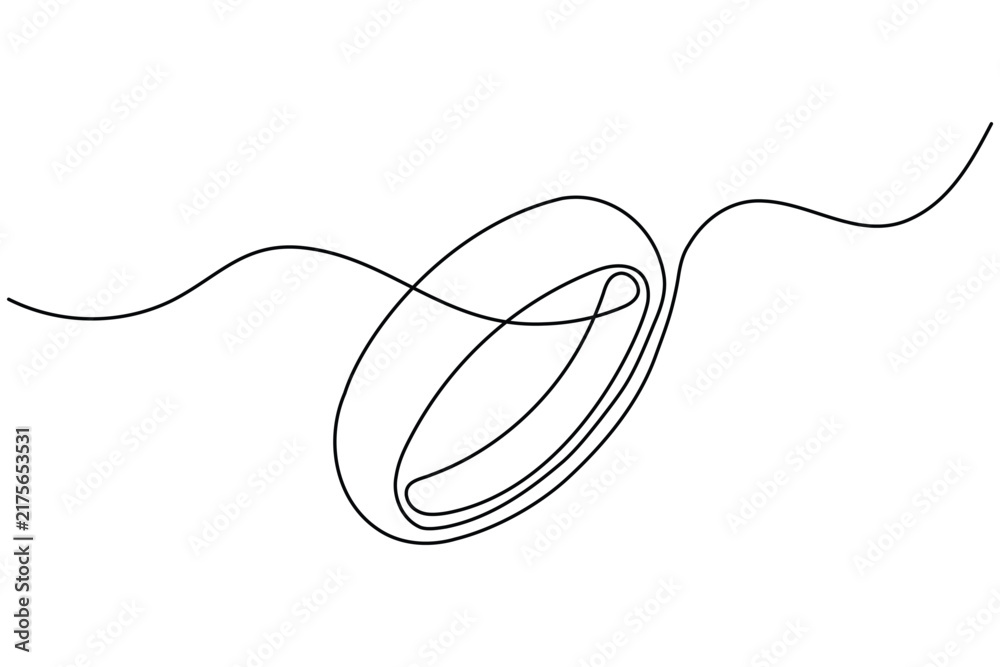 Fototapeta premium Ring continuous line art depicting a minimalist single line loop illustration on white background with editable stroke vector.