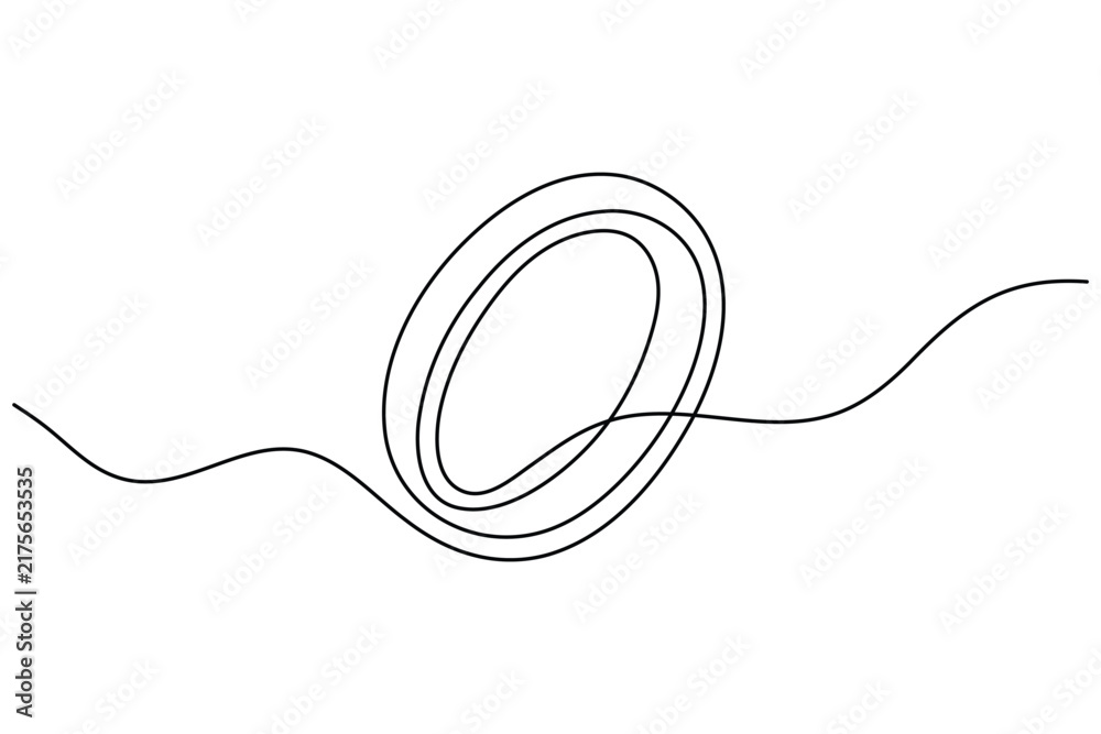 Obraz premium Ring continuous line art depicting a minimalist single line loop illustration on white background with editable stroke vector.